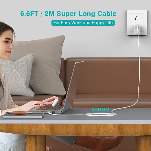 USB C to USB C Cable 100W for MacBook Pro/Air Charger, iPad Pro 13/12.9/11 inch, Air 5/4, Mini 6, iPhone 16/15 Pro Max Plus, Samsung, Type C PPS Fast Charging Cord 6.6FT