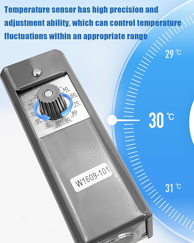 Refrigeration Temperature Bulb Remote Thermostat Controller, Temperature Controller Replace W1609-101 TH-1609, Control from -30 Degrees F to 90 Degrees F, 5 Ft Capillary