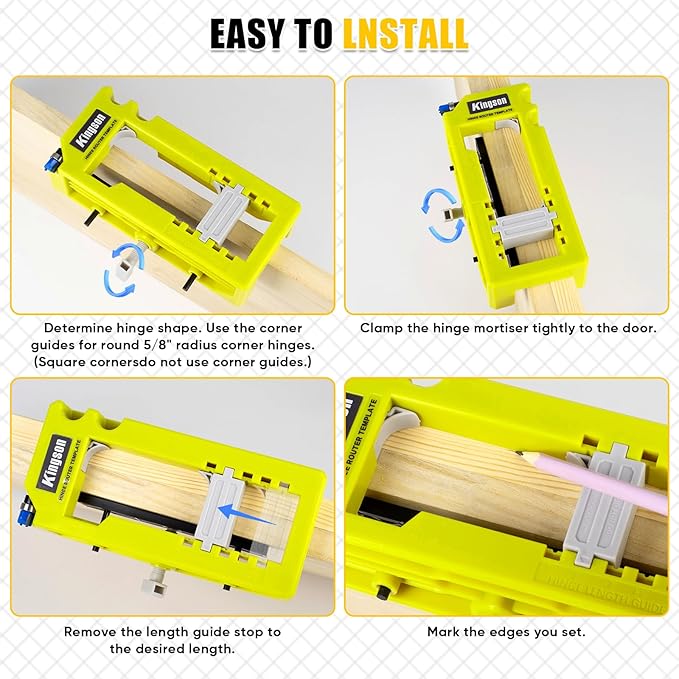 Door Hinge Jig, Door Hinge Mortiser, Router Template Fits for Door Hinges Kit Fits 3” to 5” Length and 1/4” or 5/8” Thickness, Door Hinge Mortiser, Router Template