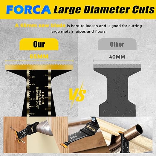 FORCA 25pcs Titanium Oscillating Tool Blades, Universal Multitool Blades for Metal Wood Cutting, Oscillating Saw Blade Kit for Dewalt Bosch Milwaukee Ryobi