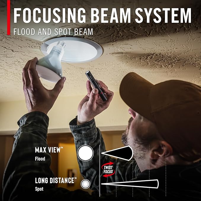 COAST XT10R 280 Lumen USB-C Rechargeable Pocket Flashlight/Penlight with TWIST FOCUS and Two-Way Clip, 3 Bite Caps included, Pocket Size for EDC, Work and Emergencies, BLACK