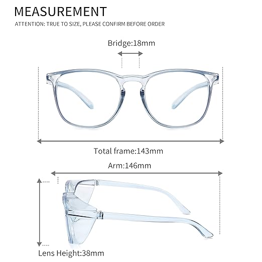 Alsenor Safety Glasses Anti Fog Goggles Protective Eyewear Blue Light Blocking Anti Dust UV Protection Glasses For Men Women (Sky-Blue)