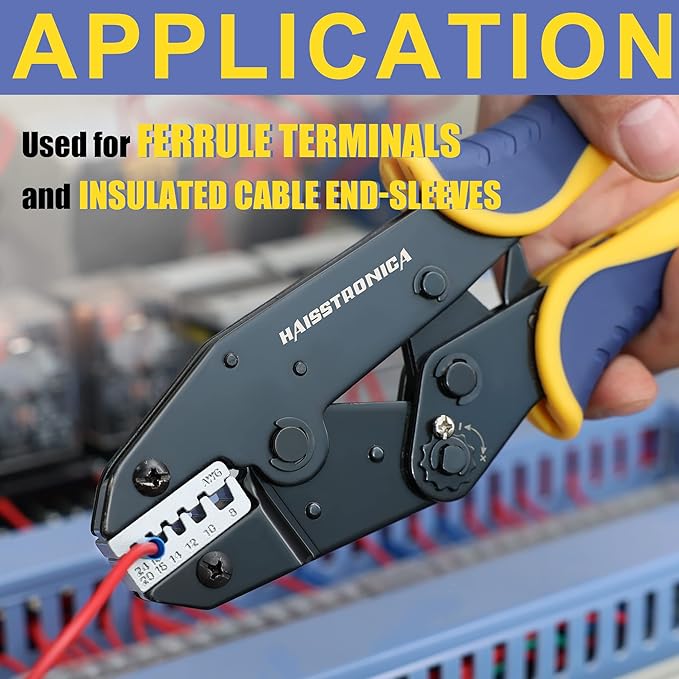 haisstronica ferrule Crimping Tool,24-8 AWG Sleeves Ferrule Ratchet Wire Crimping Tool