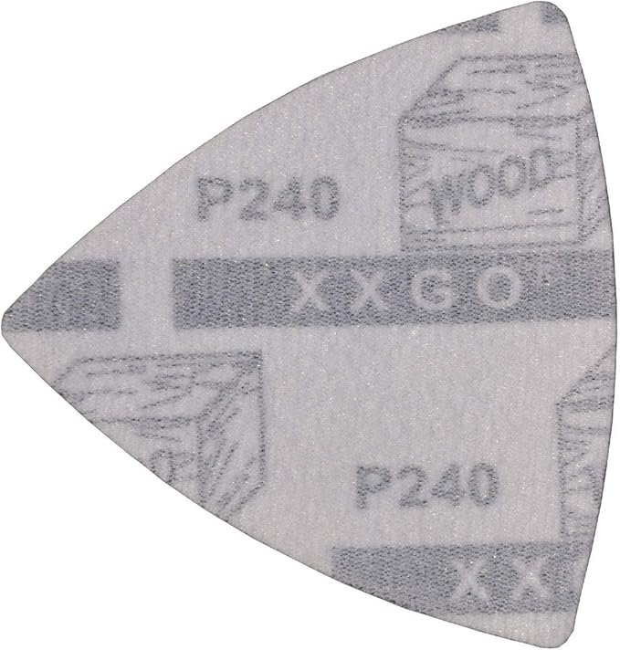 XXGO 60 Pcs 240 Grits 3-1/8 Inch 80mm Triangular Oscillating Tool Sanding Paper for Wood Sanding Fit 80mm Triangular Multi Tool Sanding Pads XG8020240