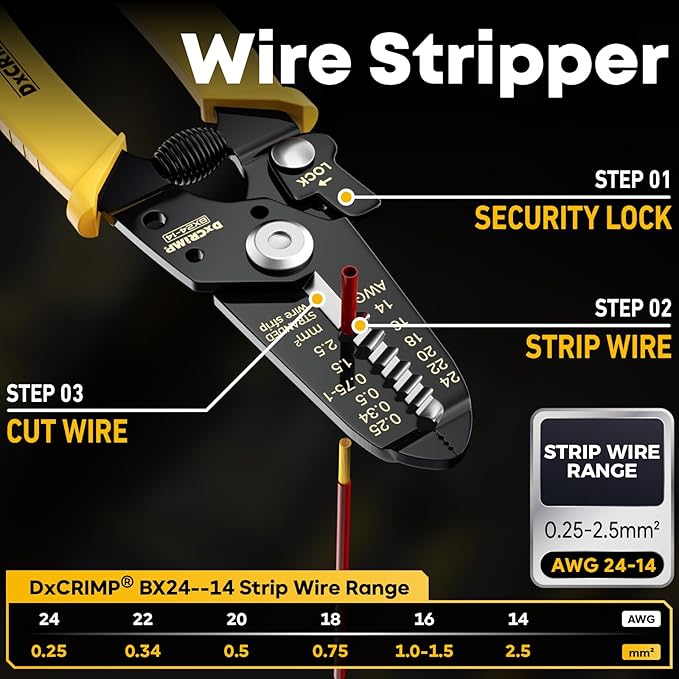 Spade Connector Crimping Tool Kit with Wire Strippers for 24-14 AWG Spade Connector Crimper