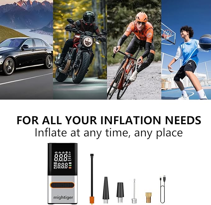 Tire Inflator Portable Air Compressor Cordless Mini Automatic Air Pump with Digital Pressure Gauge 150PSI 3X Fast Inflation and Auto Shutoff SOS Light Tires Pump for Car Motorcycle