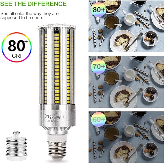 DragonLight Upgraded 54W Corn LED Light Bulb Fanless(400 Watt Equivalent) E26/E39 Large Mogul Base LED Lamp 6000K Daylight 6,500LM Good for Enclosed Fixtures