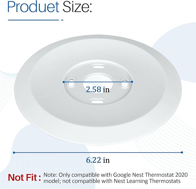 Wall Plate Cover Compatible with Google Nest Thermostat 2020,For Google Nest Thermostat Wall Plate, Nest Thermostat Trim Kit Accessory,Fingerprint Resistant | Easy Installation |White 2pc