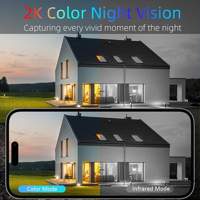 Rraycom 3Pack Security Cameras Wireless Outdoor, 5MP Battery Powered Indoor Camera, 130° FOV, Full-Color Night Vision, Spotlight Siren Alarm, 2-Way Audio, Cloud/SD, w/Alexa