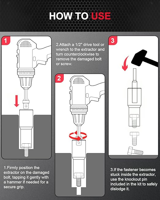 Kolvoii Deep Bolt Extractor Kit, 1/2" Drive Impact Bolt & Nut Remover Set, Lug Nut Removal Tool, 16 Pcs Stripped Extractor Socket Set for Removing Damaged, Rusted, Bolts, Nuts, Screws, 35#CR-MO