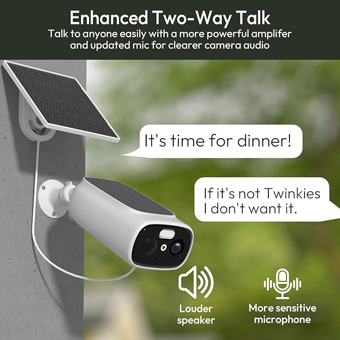 2K Solar Camera Outdoor Wireless, 2.4/5 Ghz WiFi Cameras for Home Security,130°-Wide View,Color Night Vision, IP65 Waterproof,2-Way Audio,Cloud/SD, Support Alexa