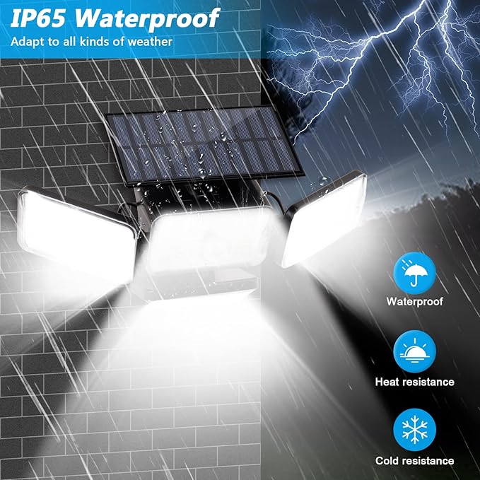 Mokot Solar Lights Outdoor, 288 LED 2800LM Motion Sensor Outdoor Light with Remote Control, 4 Heads IP65 Waterproof Solar Flood Security Lights for Outside Patio Wall -2PACK