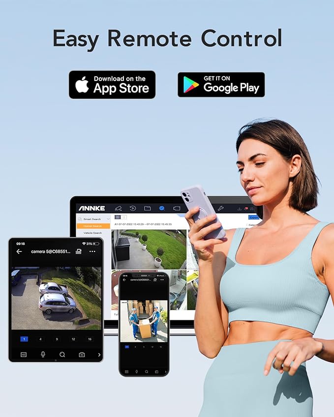 ANNKE 1080P Lite H.265+ 16CH Security Camera System, 5 in 1 Surveillance DVR and 16Pcs 1080 Outdoor Cameras, IP67 Waterproof, 2TB HDD, Smart Dual Light, View Remotely, Motion Detection