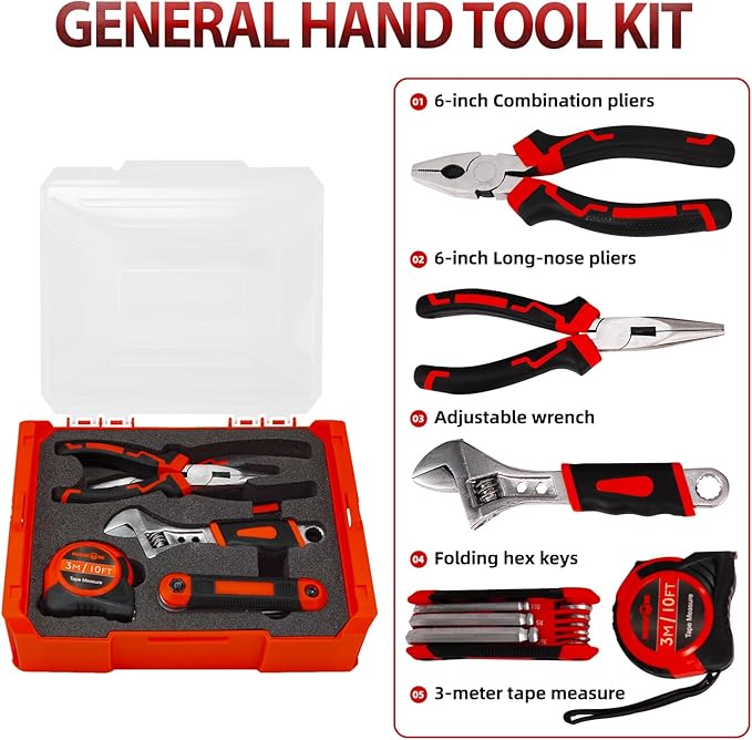 81pcs 3-layer Household Tool Set with 3.7V Cordless Screwdriver with Bits and Basic Home Hand Tools for Garden Office House Repair