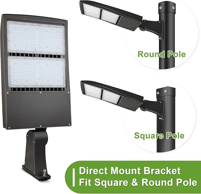 480V High Voltage 300W LED Shoebox Light, Parking Lot Pole Lightis, Outdoor LED Area Light 1000W MH/HPS Equiv. Surge Protector, 1-10V Dim, 42000LM 5000k DLC UL Listed 277-480V Direct Arms Mount