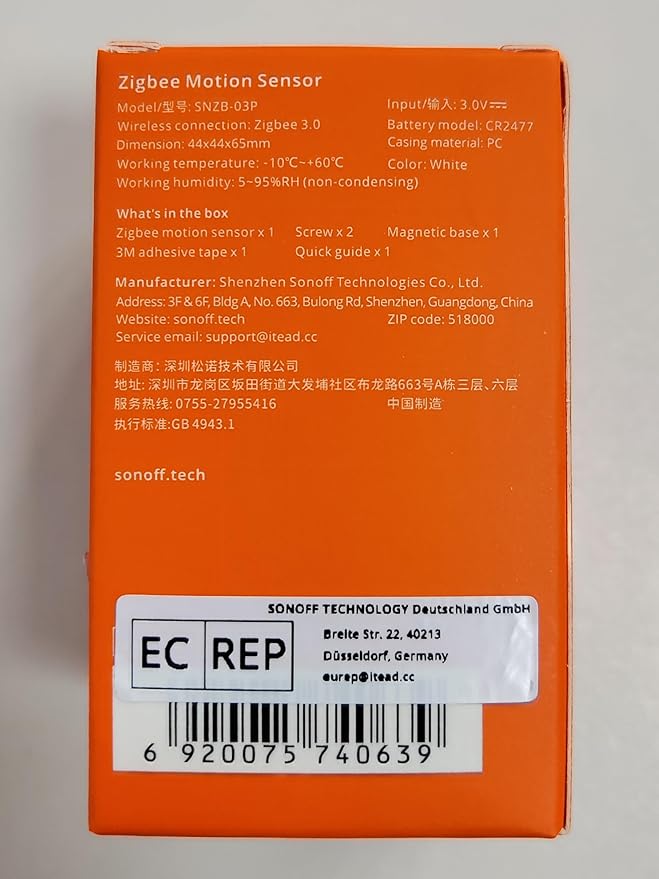SONOFF SNZB-03P Zigbee Motion Sensor, 3-Year Battery Life, for Alert System and Automations Wireless Motion Detector, SONOFF Zigbee Bridge Required, Batteries Included(2 Pack)
