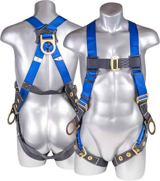 Palmer Safety Construction Harness 5 Point Adjustment, Back D-Ring, Grommet Legs, Multiple Styles I OSHA ANSI Compliant