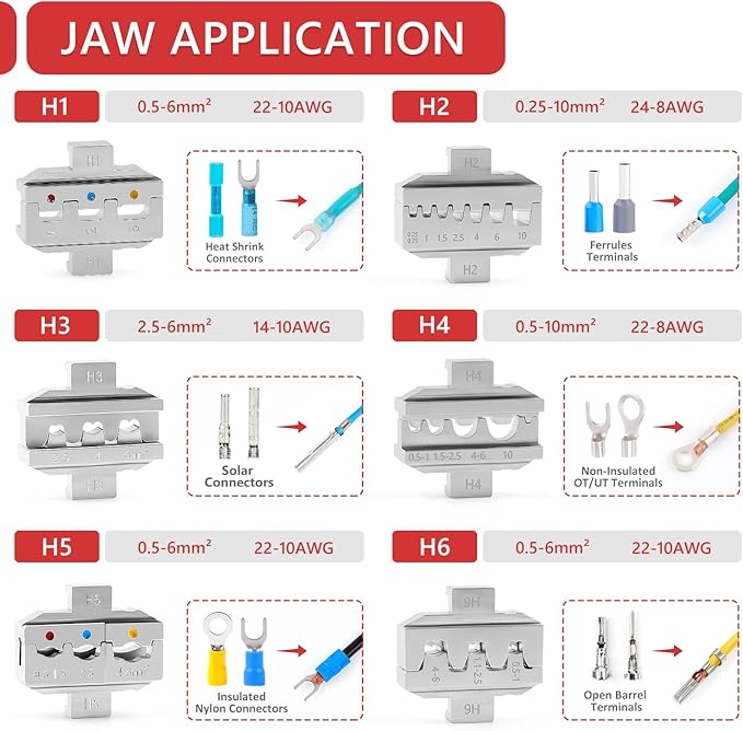 Newdeli Wire Crimping Tool Kit 7PCS Ratchet Wire Crimper Plier for Heat Shrink Connectors Ferrule Connectors Solar Connectors Open Barrel Connectors Insulated Nylon & Non-insulated Ring Terminals