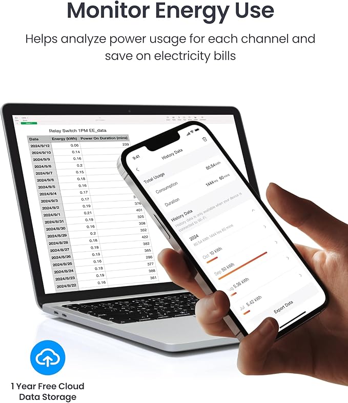 SwitchBot Smart Relay Switch 1PM, Power Metering Smart Relay Module with Built-in Bluetooth Repeater, Wi-Fi&Bluetooth Switch Works with Alexa/Apple Home/Google Home/Matter Hub Required, 2.4GHz