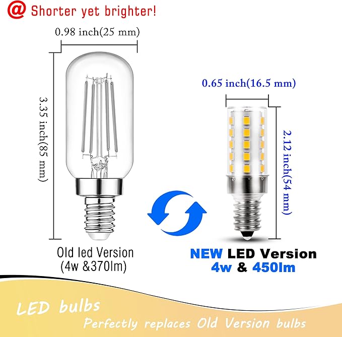 E12 T6 C7 40 Watt Equivalent LED Bulbs 4000K Natural White 450lm 4W 120Volt E12 Small Base LED Candelabra Bulb for Ceiling Fan Pendant Chandelier Lighting Wall Sconces, Non-Dimmable, 4 Pack