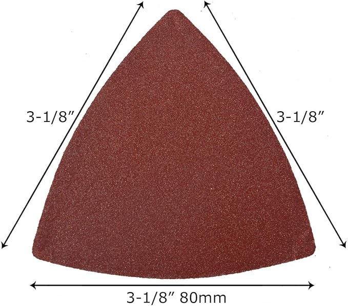 XXGO 60 Pcs 120 Grits Triangular 3-1/8 Inch 80mm Hook & Loop Oscillating Tool Sanding Paper for Wood Sanding Fit 3-1/8 Inch 80mm Triangular Oscillating Multi Tool Sanding Pads XG8020120