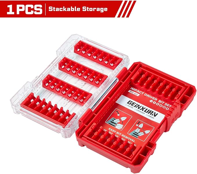 1Pc Red Storage Box Case, small parts box with detachable divider, Screwdriver Bit Set Box