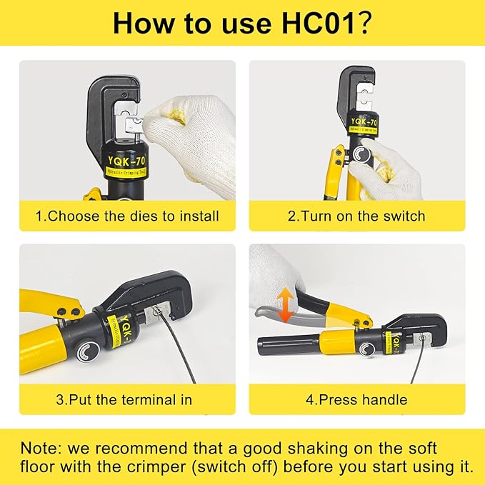 CKE 10 Ton Hydraulic Crimping Tool, Cable Railing Hydraulic Crimper Tool for Stainless Steel Cable Railing Fittings Kit for 1/8" to 3/16" Wire Rope, Hand Hydraulic Cable Crimper With Cable Cutter HC01
