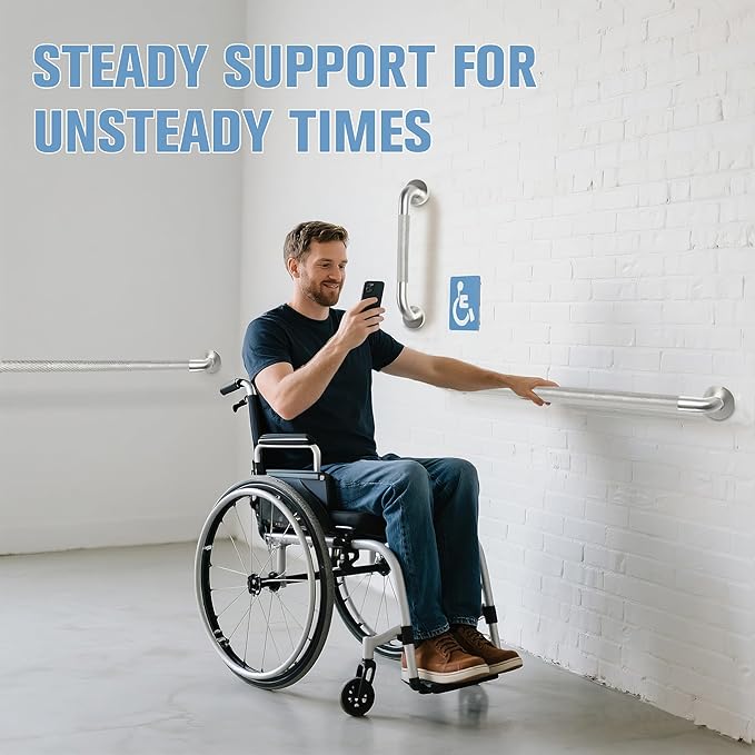 Grab Bars for Bathtubs and Showers 2 Pack 12'' Safety Grab Bar, Heavy Duty Shower Handle Bath Handrails for Seniors and Elderly, Bathroom Safety Grip