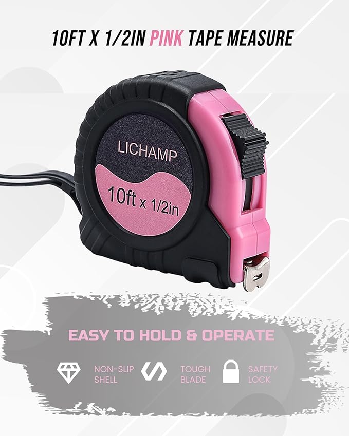 Lichamp 22-Piece Pink Tool Set, Small Magnetic Screwdriver set for Women with 10ft Tape Measure Pink