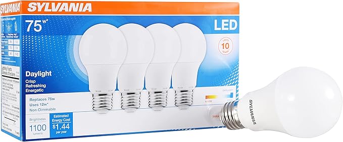 Sylvania LED Light Bulbs, 100W & 75W Equivalent, Efficient 14W & 12W, 1500 & 1100 Lumens, 4 Packs (78103 & 78100)