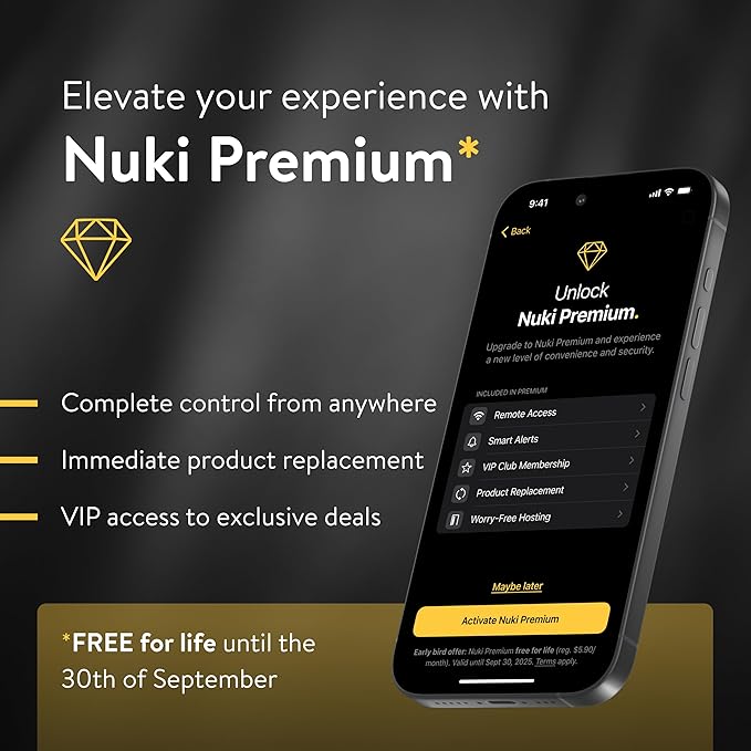 Nuki Smart Lock Keyless Entry WiFi Electronic Deadbolt with Auto-Unlock, App Control, Remote Access, Easy Installation, Smart Home for Front Door, Home & Rentals