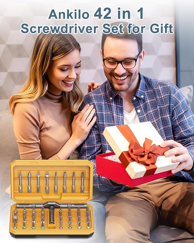 Upgraded 42 in 1 Magnetic Screwdriver Set, Ankilo DIY Ratchet Screwdriver Set, Multi Bit Magnetic Drive with 40 PCS Magnetic Bits, Portable Repair Tool Kit for Home, Bike, Repairs