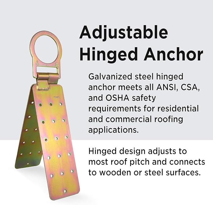AFP 50FT Fall Protection Roofer Kit Braided Vertical Lifeline w/Rope Grab, 1 D-Ring Safety Harness, Hinged Anchor, Ballistic Nylon Tool Bag, Free Tool Lanyard | OSHA & ANSI Rated