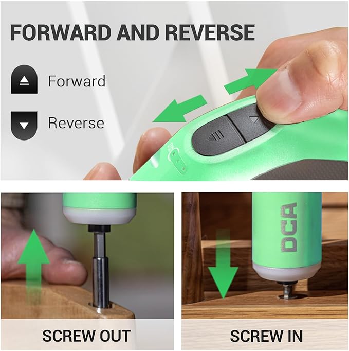 4V Electric Screwdriver Set, 5 N.m with 2000 mAh Li-ion Battery, 1/4" Magnetic Hex Chuck, USB-C Charging Cable, 18 Driver Bits for Furniture Repairs, Green