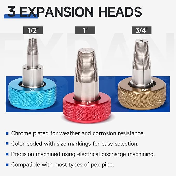 iCrimp Manual Expanding Tool Kit with Auto-Rotation Expansion Heads, Extendable Handle Expander Tool for 1/2,3/4&1 inch ProPEX,Wirsbo F1960 standard fittings
