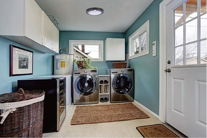 LIT-PaTH LED Flush Mount Ceiling Light, Closet Lighting Fixture with Motion Sensor and Dusk to Dawn, 10.5W, 800 Lumen, 6.2 Inch, Anti-Rust Galvanized Housing, Bronze Finish 3000K 1-Pack