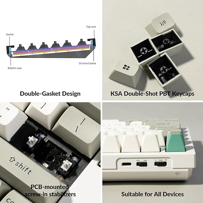 Keychron Q6 Max QMK/VIA Bluetooth Wireless /2.4 GHz/USB-C Wired Custom Mechanical Keyboard, Full Size Programmable Knob RGB Backlit Hot-Swappable Gateron Banana Switch for Mac Windows Linux - White