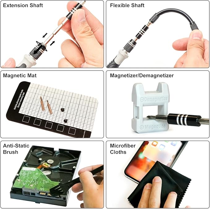 STREBITO Precision Screwdriver Set 124-Piece Electronics Tool Kit with 101 Bits Magnetic Screwdriver Set for Computer, Laptop, Cell Phone, PC, MacBook, iPhone, Nintendo, PS4, PS5, Xbox Repair