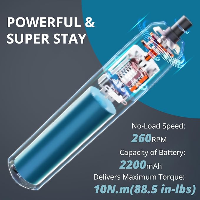 Tilswall 4V Cordless Electric Screwdriver 25pc S2 Steel Bits,Blue Mini Power Screwdriver with 4-Level Torque Control,10N.m/260 RPM,2200mAh Battery & USB-C Charging,for DIY and Home Repairs