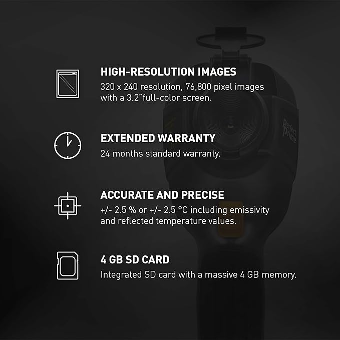 IR0019, Infrared (IR) Thermal Imager & Visible Light Camera with IR Resolution 76,800 Pixels & Temperature Range from -4~572°F, 9 Hz Refresh Rate