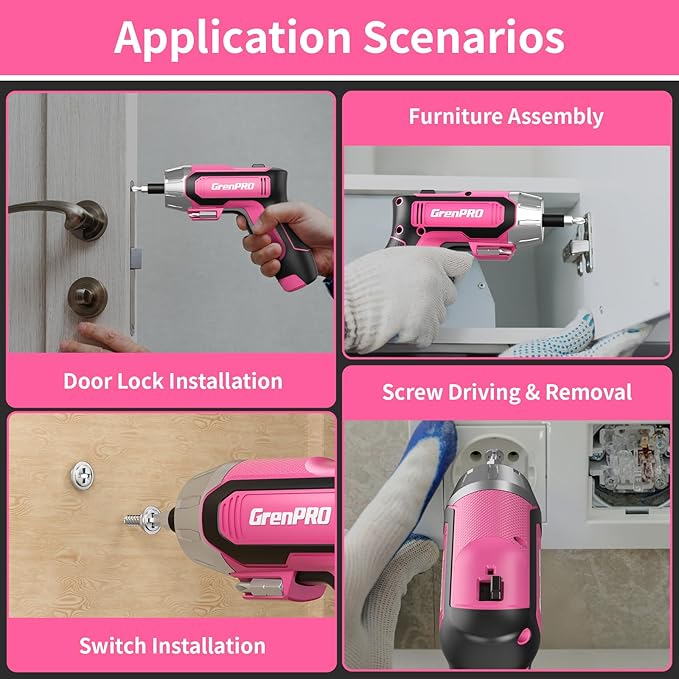 4V Electric Screwdriver Rechargeable 29pcs, Cordless Screwdriver, USB Small Power Screwdriver Set with Bits, Pink