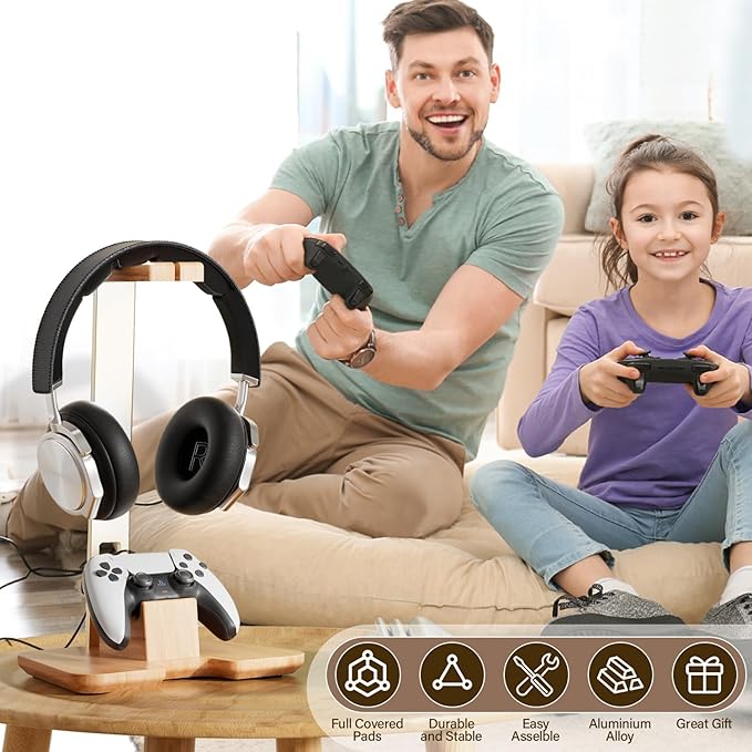 Controller and Headphone Stand for Desk Gaming Desk Accessories Controller and Headphone Holder Headset Holder Headset Stand