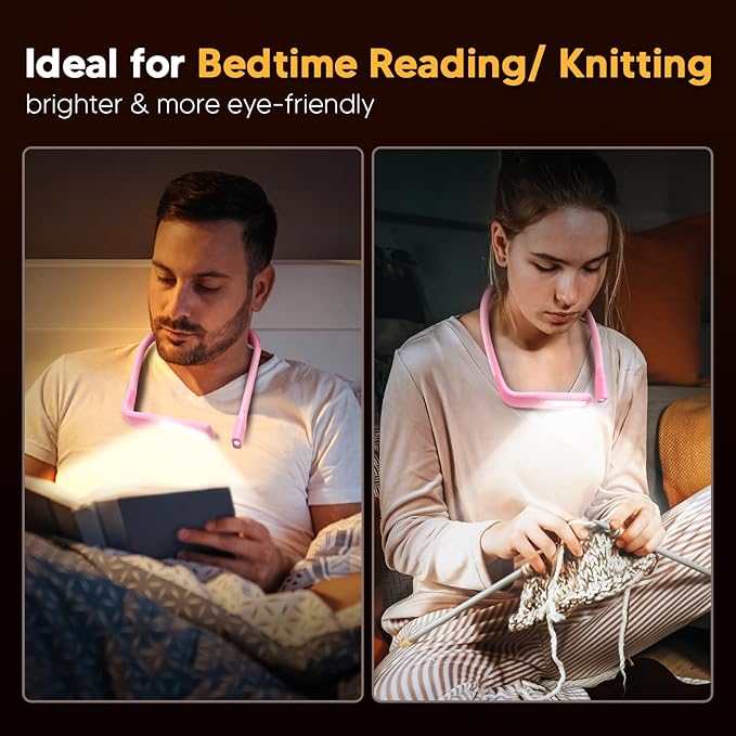 Neck Booklight for Reading in Bed at Night, Pink Light Knitting Accessories Sewing Supplies Stocking Stuffers for Teen Girls College Students Christmas Birthday Gifts for Women Mom Wife Nurse Present