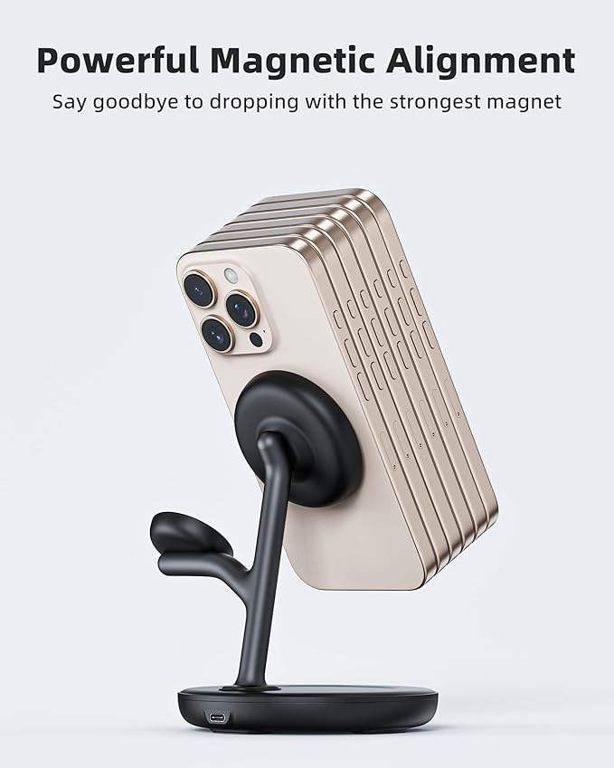 3 in 1 Magnetic Wireless Charger Stand for Apple Devices, TRIBONE Fast Charging Station for iPhone 16/15/14/13/12 Series, Apple Watch, Airpods (Panda Color)