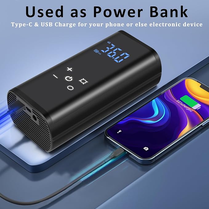 YUGUANG Tire Inflator Portable Air Compressor, 150PSI Air Pump for Car Tires Faster Inflation Electric Cordless Tire Pump with Digital Pressure Gauge for Car, Bike, Motorcycle, Ball