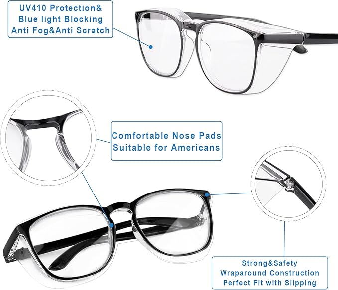 Safety Glasses Goggles For Women Nurses Protective Eyewear,Anti Fog Safety Goggles