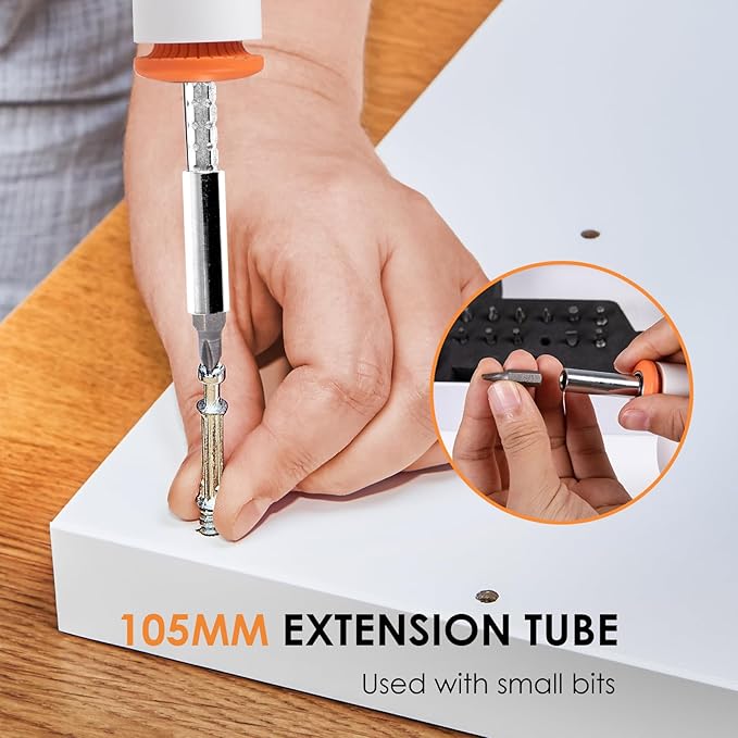 Electric Screwdriver 3.6V, USB Long-lasting Powerful Electric Screwdriver Set, Cordless Drill with LED Light, 14 PCS Driver Bit(White)