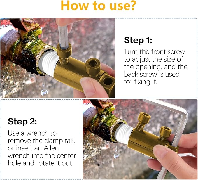 Broken Pipe Extractor Tool - Broken Faucet Removal Tool for 1/2", 3/4", 1" Pipes | Removes Rusted/Damaged Faucet Bolts & Pipe Threads (Gold)