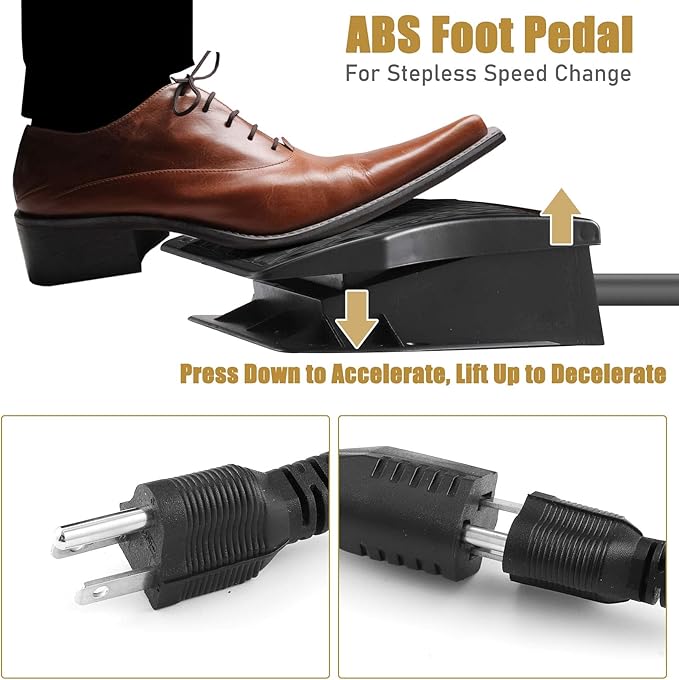 FlySkip Flex Shaft Rotary Tool with Foot Pedal Control,High-Powered 1200W Flex Shaft Grinder,30000RPM Hanging Grinding Machine 6.5mm Rotary Carver for Jewelry Polishing Grinding Sanding Metalworking