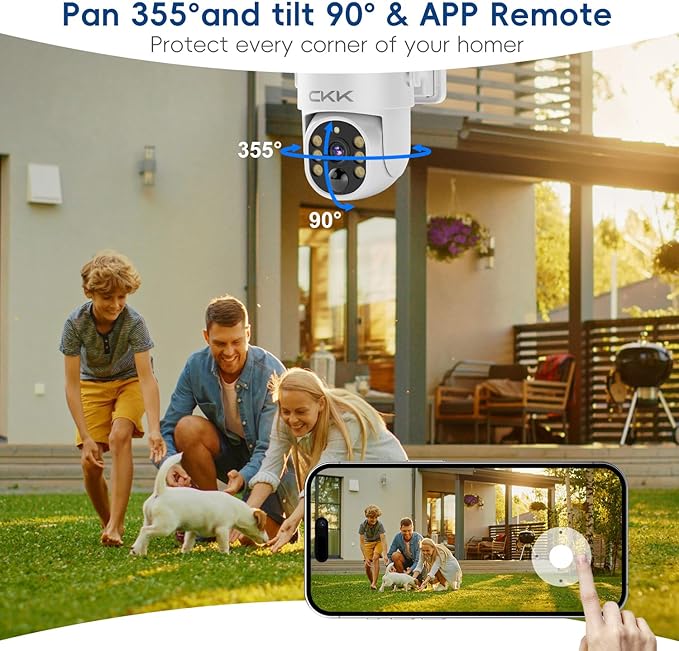 2.5K Wireless Solar Security Camera System, 4 Pack 360° View PTZ WiFi Cameras, Full Color Night Vision,Easy Setup, 2-Way Audio,10CH WiFi NVR with 128GB Storage, PIR Alarm, Compatible with Alexa